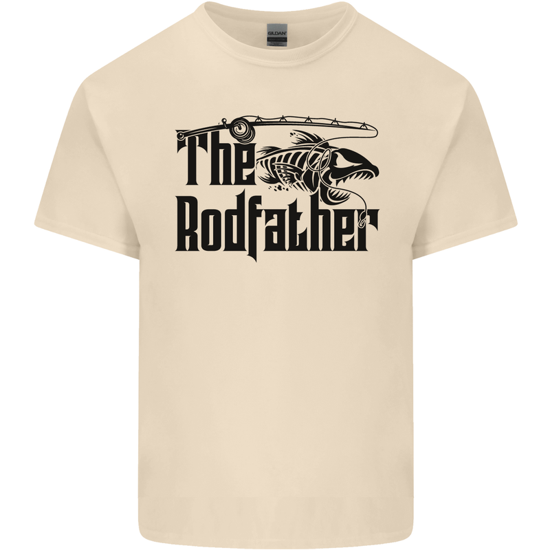 The Rodfather Funny Fishing Rod Father Mens Cotton T-Shirt Tee Top Natural