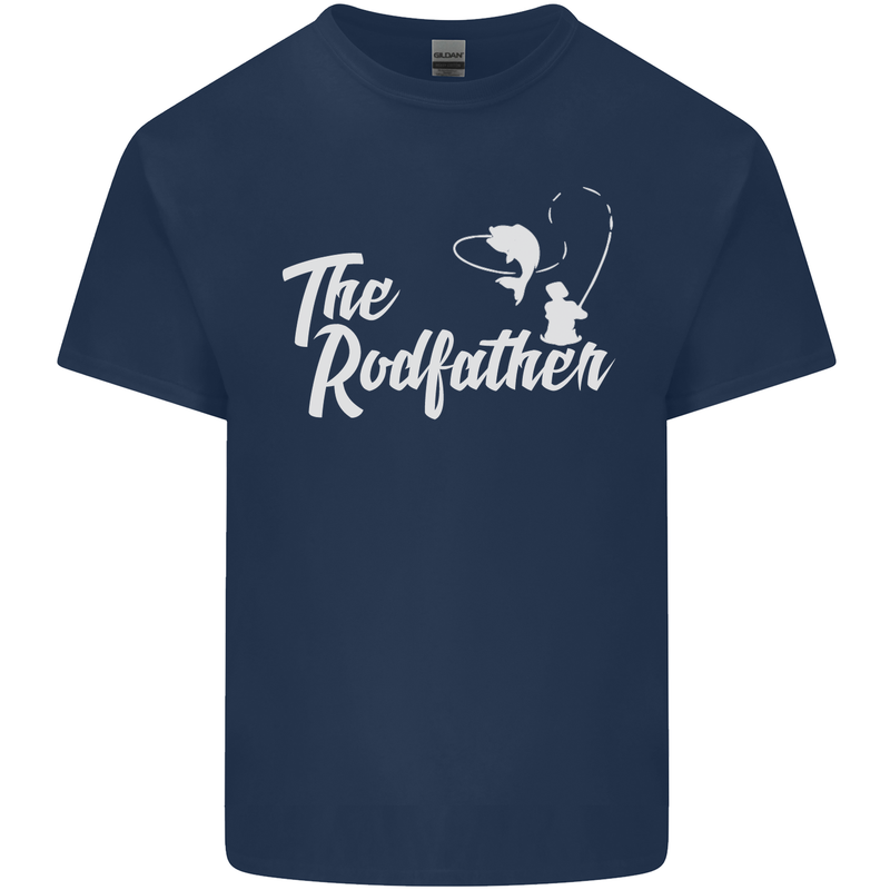 The Rodfather Funny Fishing Rod Father Mens Cotton T-Shirt Tee Top Navy Blue