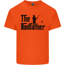The Rodfather Funny Fishing Rod Father Mens Cotton T-Shirt Tee Top Orange