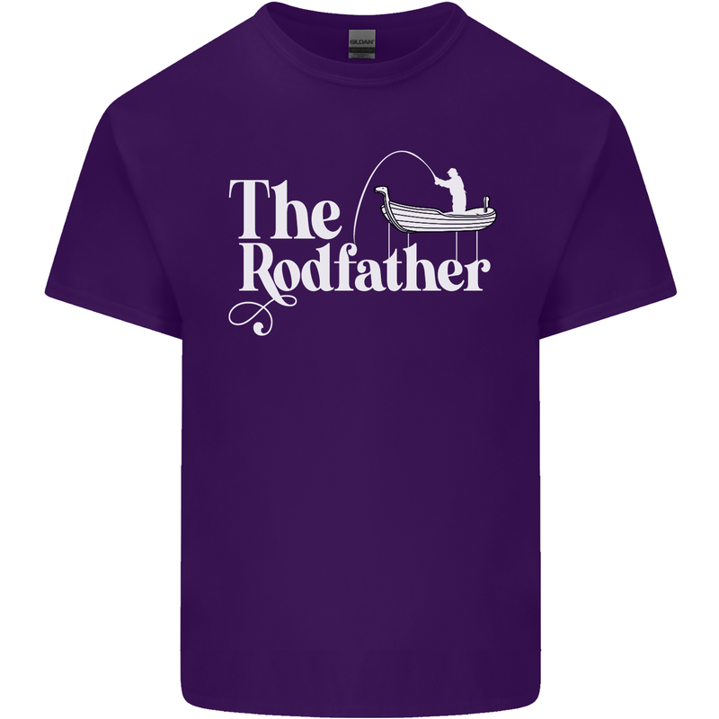 The Rodfather Funny Fishing Rod Father Mens Cotton T-Shirt Tee Top Purple