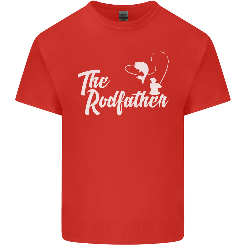 The Rodfather Funny Fishing Rod Father Mens Cotton T-Shirt Tee Top Red