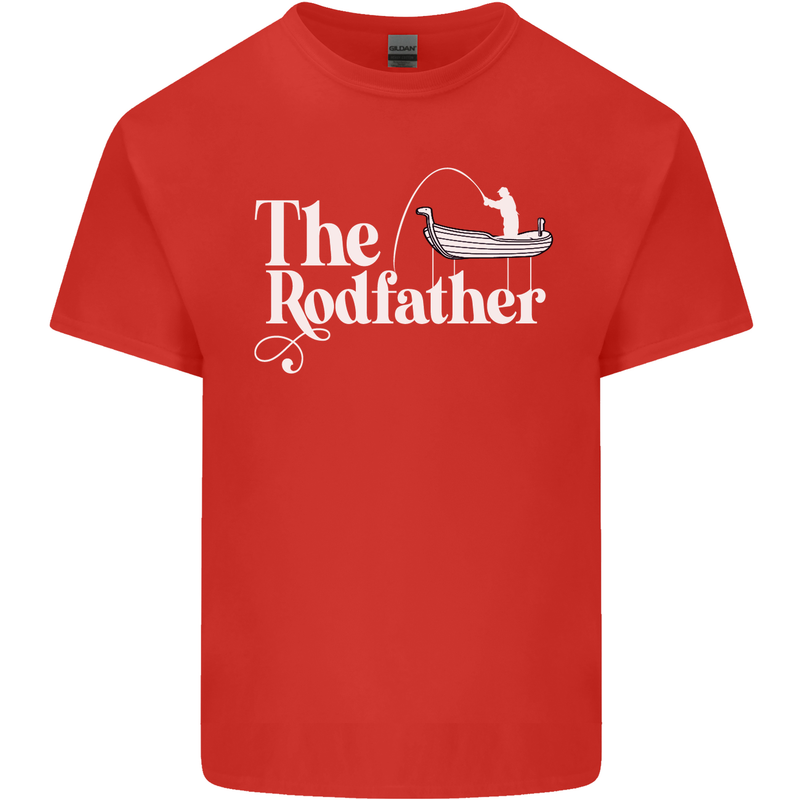 The Rodfather Funny Fishing Rod Father Mens Cotton T-Shirt Tee Top Red