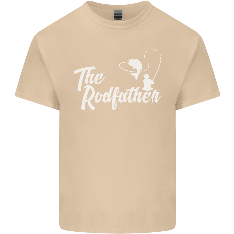 The Rodfather Funny Fishing Rod Father Mens Cotton T-Shirt Tee Top Sand