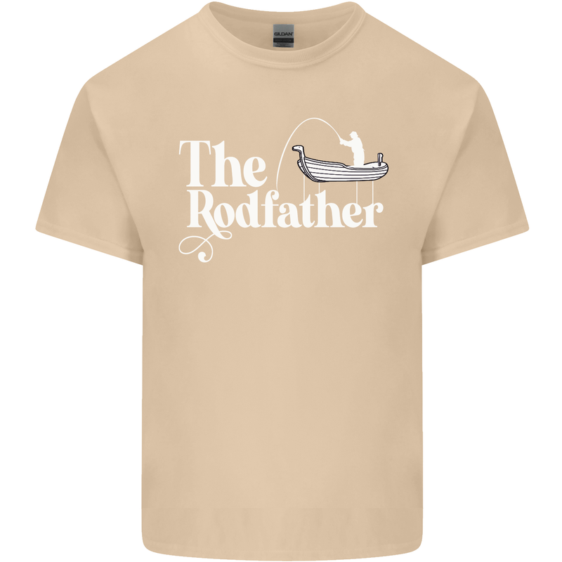 The Rodfather Funny Fishing Rod Father Mens Cotton T-Shirt Tee Top Sand