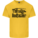 The Rodfather Funny Fishing Rod Father Mens Cotton T-Shirt Tee Top Yellow