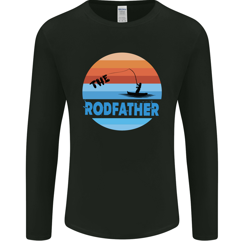 The Rodfather Funny Fishing Rod Father Mens Long Sleeve T-Shirt Black