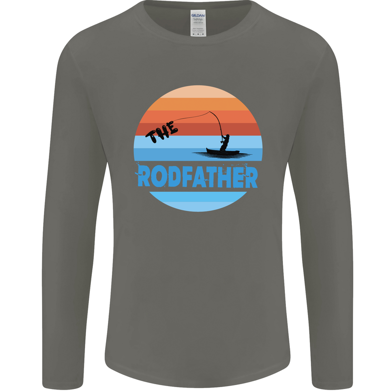 The Rodfather Funny Fishing Rod Father Mens Long Sleeve T-Shirt Charcoal
