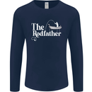 The Rodfather Funny Fishing Rod Father Mens Long Sleeve T-Shirt Navy Blue