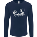 The Rodfather Funny Fishing Rod Father Mens Long Sleeve T-Shirt Navy Blue