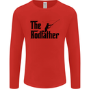 The Rodfather Funny Fishing Rod Father Mens Long Sleeve T-Shirt Red
