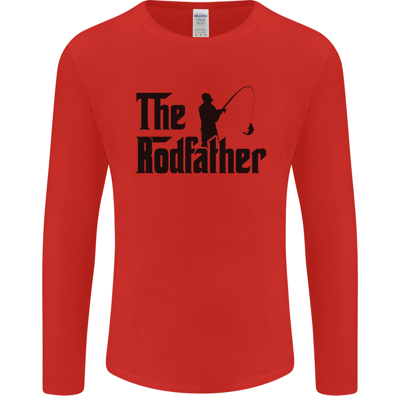 The Rodfather Funny Fishing Rod Father Mens Long Sleeve T-Shirt Red