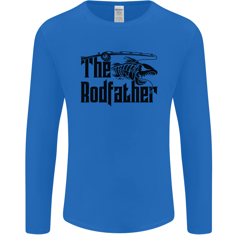 The Rodfather Funny Fishing Rod Father Mens Long Sleeve T-Shirt Royal Blue
