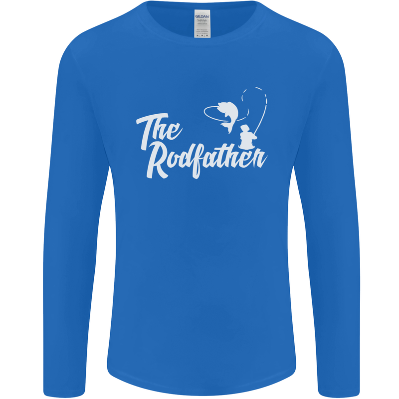 The Rodfather Funny Fishing Rod Father Mens Long Sleeve T-Shirt Royal Blue