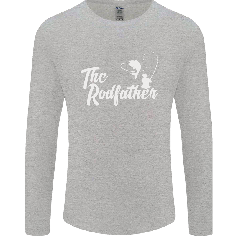 The Rodfather Funny Fishing Rod Father Mens Long Sleeve T-Shirt Sports Grey