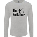 The Rodfather Funny Fishing Rod Father Mens Long Sleeve T-Shirt Sports Grey