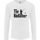 The Rodfather Funny Fishing Rod Father Mens Long Sleeve T-Shirt White