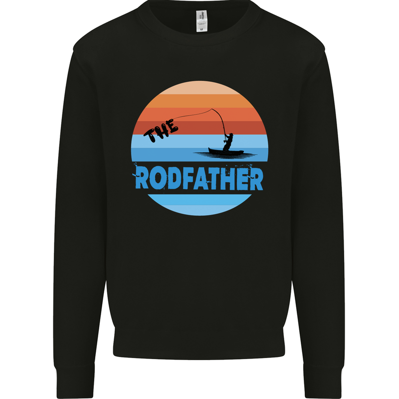 The Rodfather Funny Fishing Rod Father Mens Sweatshirt Jumper Black