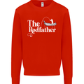 The Rodfather Funny Fishing Rod Father Mens Sweatshirt Jumper Bright Red