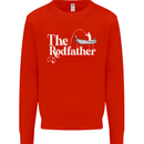 The Rodfather Funny Fishing Rod Father Mens Sweatshirt Jumper Bright Red