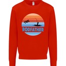 The Rodfather Funny Fishing Rod Father Mens Sweatshirt Jumper Bright Red