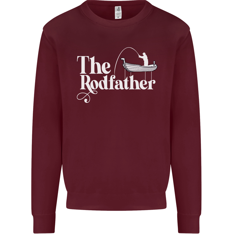 The Rodfather Funny Fishing Rod Father Mens Sweatshirt Jumper Maroon