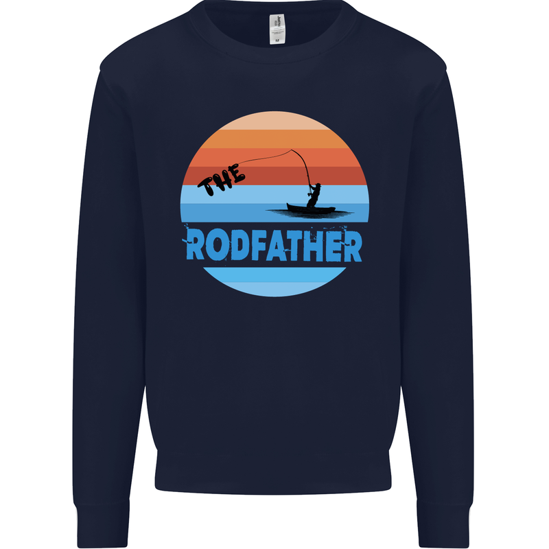 The Rodfather Funny Fishing Rod Father Mens Sweatshirt Jumper Navy Blue