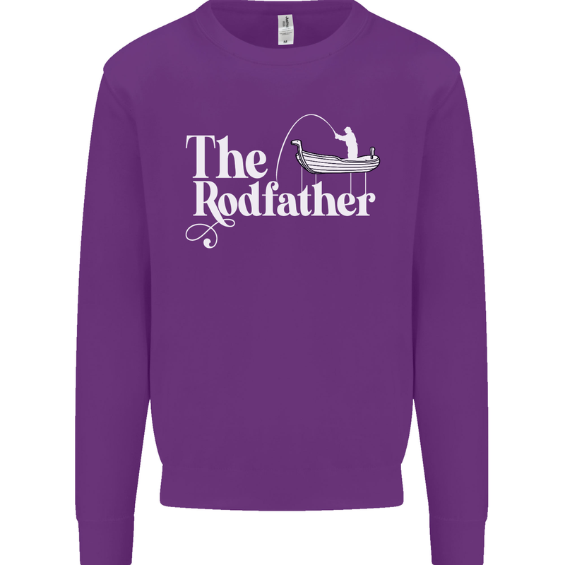 The Rodfather Funny Fishing Rod Father Mens Sweatshirt Jumper Purple