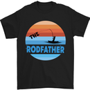 The Rodfather Funny Fishing Rod Father Mens T-Shirt Cotton Gildan Black