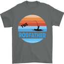 The Rodfather Funny Fishing Rod Father Mens T-Shirt Cotton Gildan Charcoal