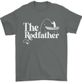 The Rodfather Funny Fishing Rod Father Mens T-Shirt Cotton Gildan Charcoal