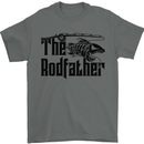 The Rodfather Funny Fishing Rod Father Mens T-Shirt Cotton Gildan Charcoal