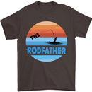 The Rodfather Funny Fishing Rod Father Mens T-Shirt Cotton Gildan Dark Chocolate