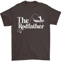 The Rodfather Funny Fishing Rod Father Mens T-Shirt Cotton Gildan Dark Chocolate