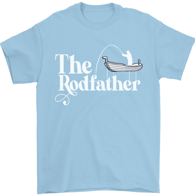 The Rodfather Funny Fishing Rod Father Mens T-Shirt Cotton Gildan Light Blue