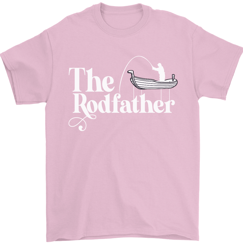 The Rodfather Funny Fishing Rod Father Mens T-Shirt Cotton Gildan Light Pink