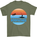 The Rodfather Funny Fishing Rod Father Mens T-Shirt Cotton Gildan Military Green