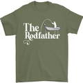 The Rodfather Funny Fishing Rod Father Mens T-Shirt Cotton Gildan Military Green