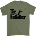 The Rodfather Funny Fishing Rod Father Mens T-Shirt Cotton Gildan Military Green