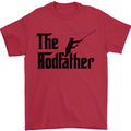 The Rodfather Funny Fishing Rod Father Mens T-Shirt Cotton Gildan Red