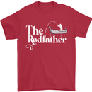 The Rodfather Funny Fishing Rod Father Mens T-Shirt Cotton Gildan Red