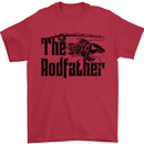 The Rodfather Funny Fishing Rod Father Mens T-Shirt Cotton Gildan Red