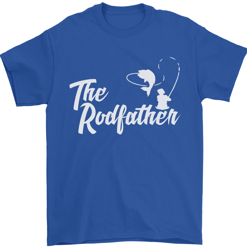 The Rodfather Funny Fishing Rod Father Mens T-Shirt Cotton Gildan Royal Blue