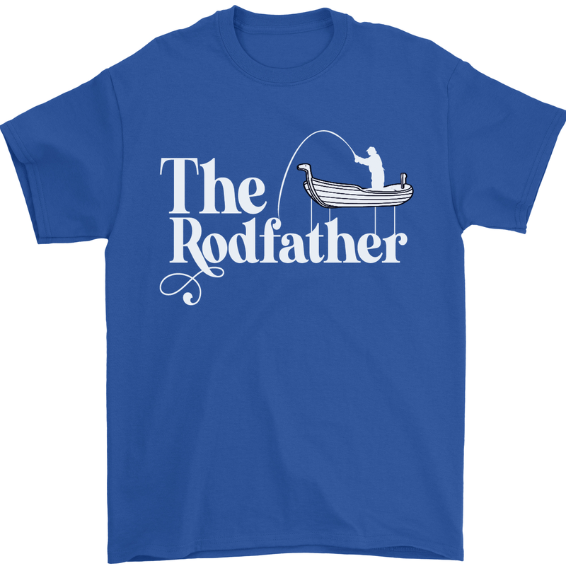 The Rodfather Funny Fishing Rod Father Mens T-Shirt Cotton Gildan Royal Blue