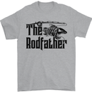 The Rodfather Funny Fishing Rod Father Mens T-Shirt Cotton Gildan Sports Grey