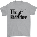 The Rodfather Funny Fishing Rod Father Mens T-Shirt Cotton Gildan Sports Grey