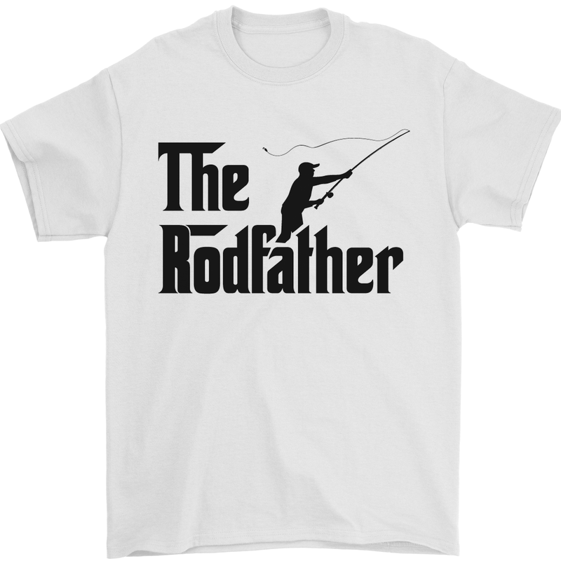 The Rodfather Funny Fishing Rod Father Mens T-Shirt Cotton Gildan White