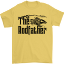 The Rodfather Funny Fishing Rod Father Mens T-Shirt Cotton Gildan Yellow