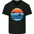 The Rodfather Funny Fishing Rod Father Mens V-Neck Cotton T-Shirt Black