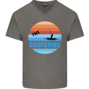 The Rodfather Funny Fishing Rod Father Mens V-Neck Cotton T-Shirt Charcoal
