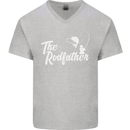 The Rodfather Funny Fishing Rod Father Mens V-Neck Cotton T-Shirt Sports Grey